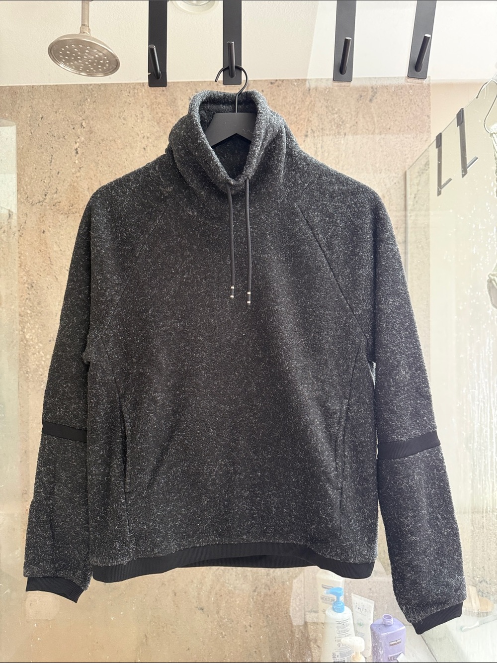 Women’s Charcoal Funnel Neck Pullover fleece Sweater XS